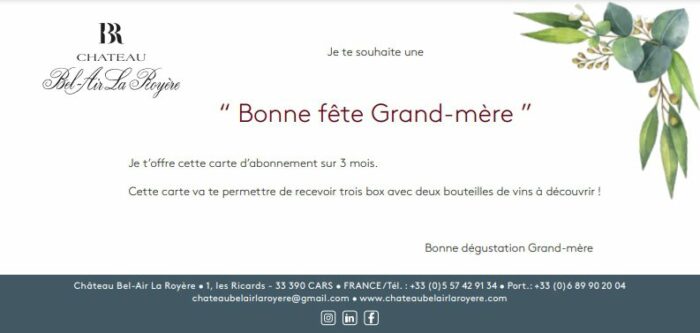 CHATEAU BEL AIR LA ROYERE Degustation Vin Gironde Carte Cadeau 1